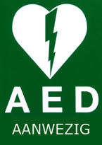AED aanwezig  bij boerderijcamping